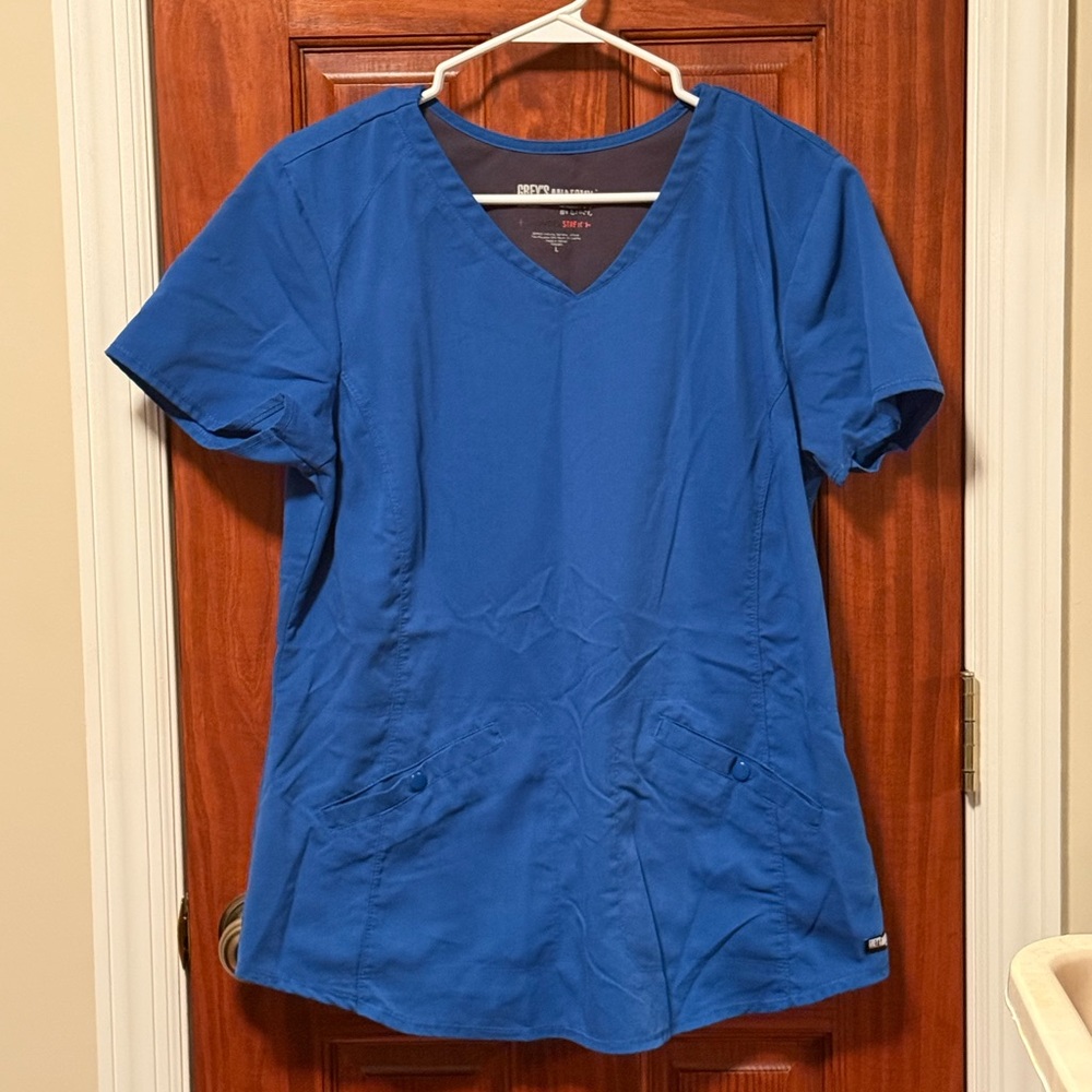 Greys Anatomy Women's Blue V-Neck Scrub Top
